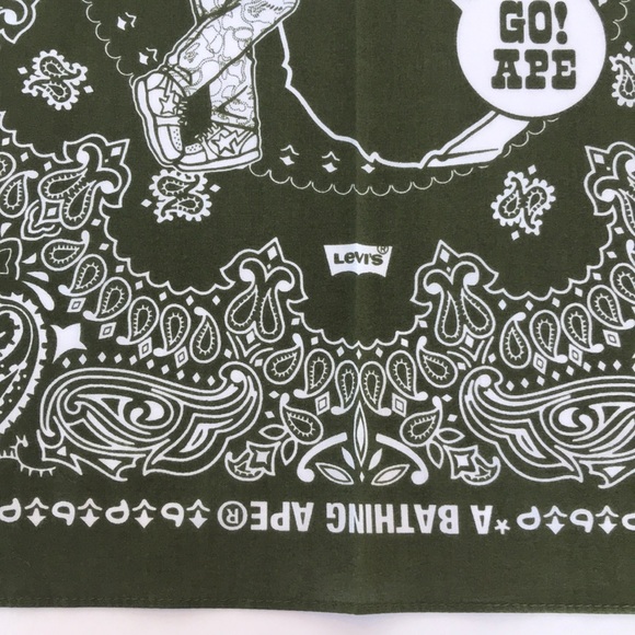 Levi’s x Bape Bandana Olive Green square NWT - Picture 4 of 6